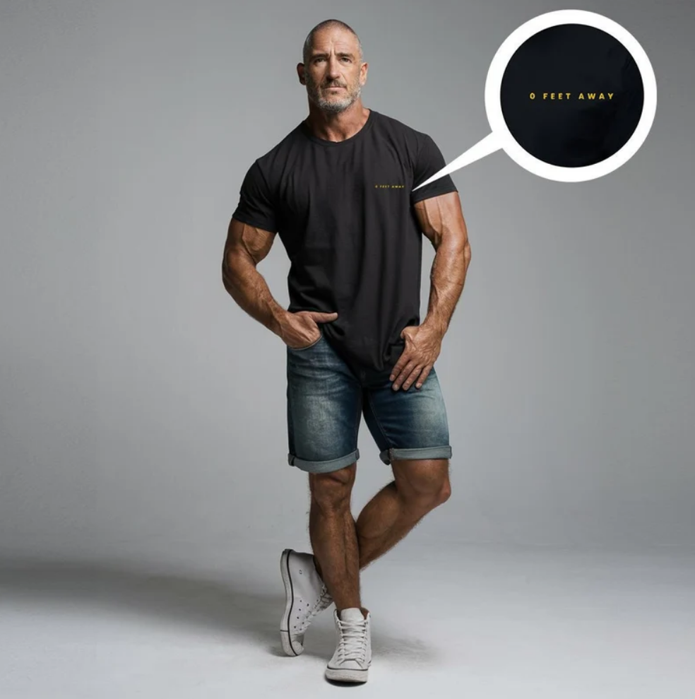 Funny Raunchy Gay Embroidered Tee - 0 Feet Away T-Shirt