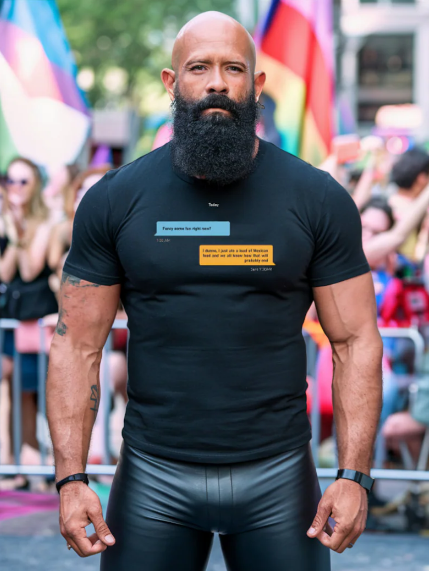 Funny Gay Grindr Conversations - Mexican Food T-Shirt