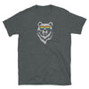 Bear Gay Rainbow Shirt featuring a bear in rainbow sunglasses on a dark grey tee.