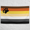 Bear Pride Flag featuring horizontal stripes and bear paw design, LGBTQ pride decor.