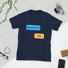 Navy blue funny gay shirt with Grindr-themed text design, LGBT pride apparel.
