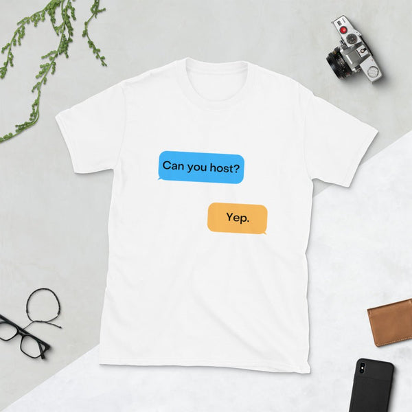 White gay shirt with text design, funny gay shirt, LGBT pride apparel.