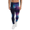 Celestial Blue Purple Nebula Galaxy Night Sky Space Pants on a male model, perfect for activewear and pride apparel.