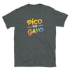 Cinco De Mayo LGBT Shirt | Pico De Gayo | Funny Gay Mexican LBTQ Gift printed on a dark grey t-shirt.