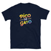 Cinco De Mayo LGBT Shirt | Pico De Gayo | Funny Gay Mexican LBTQ Gift, navy shirt with colorful text design.
