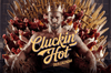 Muscular man wearing a crown surrounded by chickens; Cluckin Hot Calendar 2026 - Sexy Men and Chickens - Funny Hunks and Hens Wall Calendar.