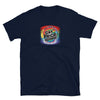 Navy gay shirt featuring Connecticut LGBT Rainbow Gay Pride design and vibrant colors.