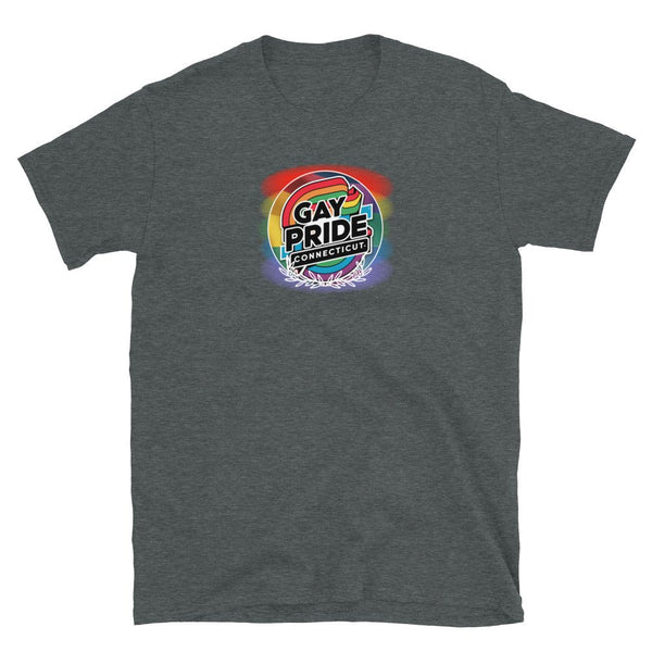 Cotton gay shirt featuring colorful rainbow design for Connecticut LGBT Rainbow Gay Pride.