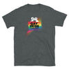 Dark grey shirt featuring Connecticut LGBT Rainbow Gay Pride graphic design.