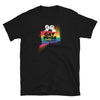 Black gay shirt featuring Connecticut LGBT Rainbow Gay Pride design with muscular characters.