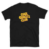 Cool Guncle's Club Shirt in black, featuring bold yellow text, perfect gay pride apparel.