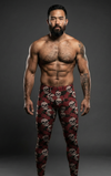 Handsome Man Crimson Skulls men’s leggings with skull and red rose print