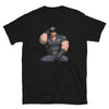 Cute Gay Bear Cop Shirt - Daddy Bear, Anime Bear Art, Uniform design on a black t-shirt.