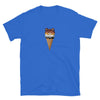 Cute Ice Cream Bear Pride Shirt, LGBTQ+ Gay Bear Pride Tee, Kawaii Bear Colors Pride Month on blue shirt.