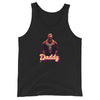 Black tank top featuring a graphic of a muscular man with the word 'Daddy', ideal gay pride apparel.