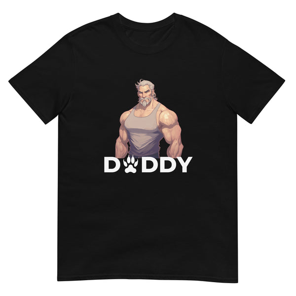 Black gay shirt featuring muscular character and 'DADDY' text design.