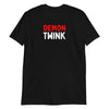 Demon Twink Funny Gay Pride Tee, Soft Unisex T-Shirt in black, bold graphic design.