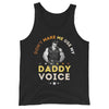 Black tank top featuring humorous design with muscular man and text, perfect gay pride shirt.