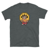 Dark Heather gay shirt featuring cartoon bear design with paw print.
