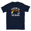 Navy gay shirt featuring 'Feed Me To The Bears' graphic design.