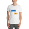 Funny Gay Hookup Cruising Shirt for Men Looking? Yep. Grindr dialogues featured on white tee.