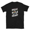 Black funny gay shirt with rainbow heart design and humorous text.