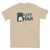 Beige gay shirt with funny 'Butt Slut' graphic design, perfect for pride apparel.