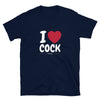 Funny Gay Shirt featuring 'I love Cock Tails' design on navy fabric.