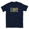 Navy blue t-shirt featuring funny Grindr messages and dialogues, LGBT shirt.