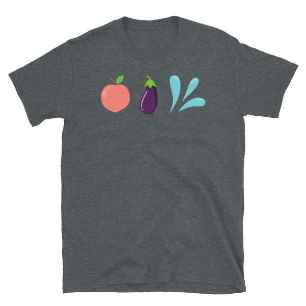 Funny Gay T-Shirt, Peach, Eggplant, Squirt Emoji Shirt, Gay Pride Apparel.