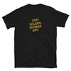 Funny Golden Shower Shirt - Stay Golden, Shower Boy Tee - LGBTQ Gay Watersports black t-shirt with yellow text.