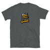 Funny Golden Shower Shirt - When It Rains It Pours Tee - LGBTQ Gay Watersports on gray t-shirt.