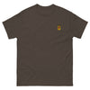 Funny Rush Incense Poppers - Embroidery Pocket Tee in dark brown with graphic design.
