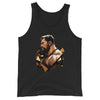 Gay Abstract Art Bearded Hunks - David Tank Top featuring geometric bear graphic on black fabric.