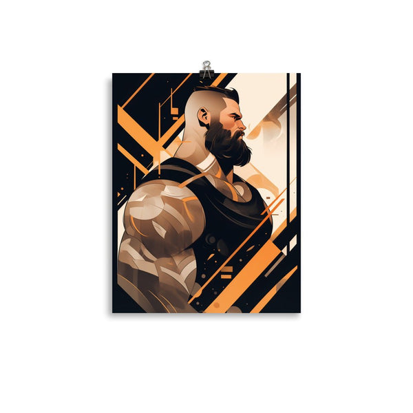 Gay Art: ADAM, Gay Print, Gay Muscle Bear Art, Hot Gay Bear, Jock Muscle, Bearded Hot Daddy Poster featuring muscular bear.