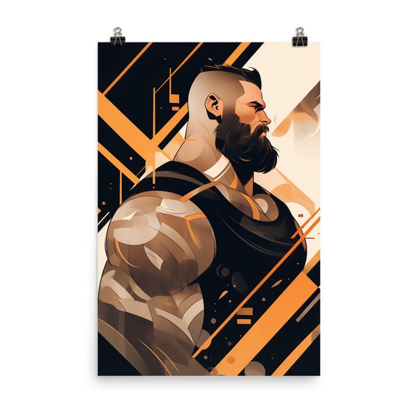 Gay Art: ADAM, Gay Print, Gay Muscle Bear Art poster featuring muscular bearded man design.