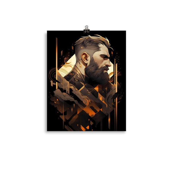 Bearded man artwork featuring bold colors in Gay Art: Dallas, Gay Print, Gay Muscle Bear Art, Hot Gay Bear, Jock Muscle, Bearded Hot Daddy Poster.