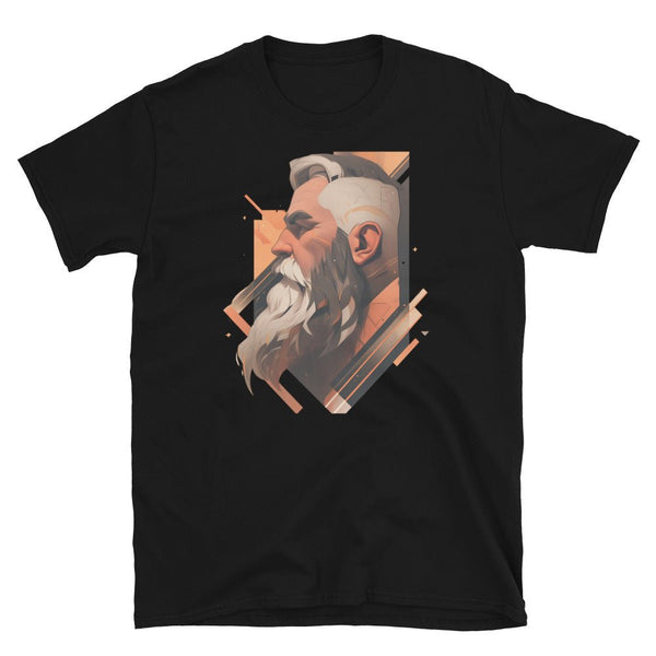 Gay Art: David, Gay Muscle Bear Art, Hot Gay Bear, Jock Muscle, Bearded Hot Daddy Unisex T-Shirt on black fabric.