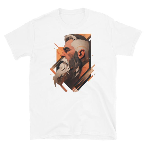 Gay Art: David, Gay Muscle Bear Art, hot bearded man design on white unisex t-shirt.