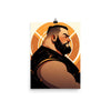 Gay Art: Eugene, Gay Print, Gay Muscle Bear Art, bold bearded man illustration, vibrant colors.