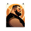 Bearded man portrait, Gay Art: Eugene, Gay Print, Gay Muscle Bear Art poster design.