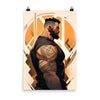 Gay Art, Gay Print, Gay Muscle Bear Art featuring a muscular bearded man in profile.