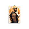 Gay Art, Gay Print, Gay Muscle Bear Art, profile of a bearded man with tattoos on a poster.