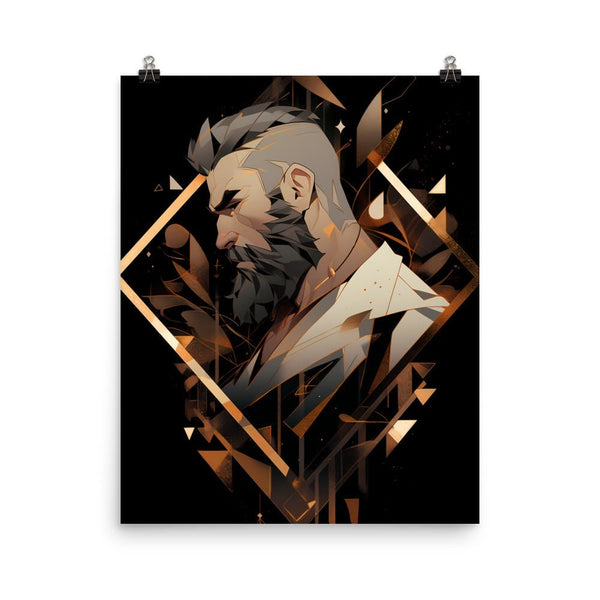 Gay Art: PAUL, Gay Print, Gay Muscle Bear Art, stylish bearded male illustration poster.