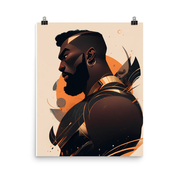 Gay Art: Roman, Gay Print, Gay Muscle Bear Art, profile of a bearded man with artistic background.