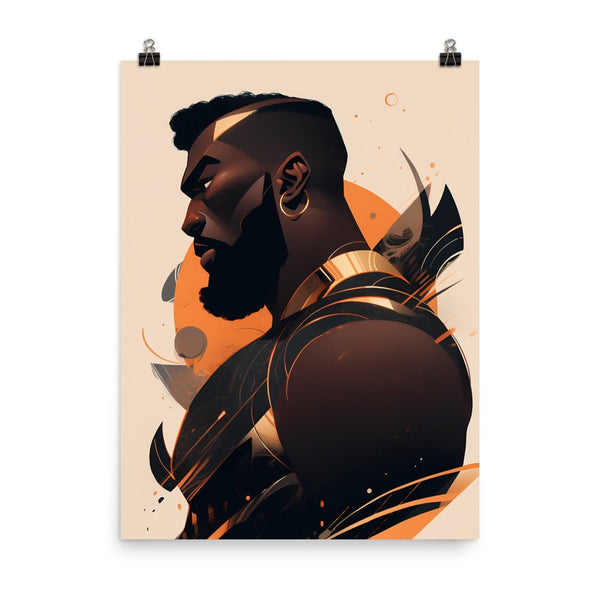 Gay Art: Roman, Gay Print, Gay Muscle Bear Art, Hot Gay Bear, Jock Muscle, Bearded Hot Daddy Poster, profile of bearded man.