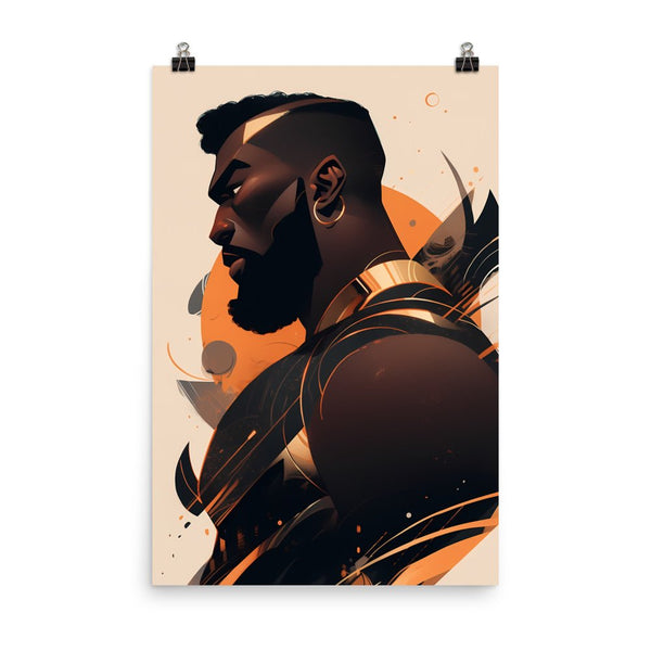 Stylized portrait of a bearded man with a muscular build, vibrant gay art.