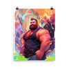 Gay Art: Tom, Gay Print, Gay Muscle Bear Art features a muscular, bearded man with vibrant colors.