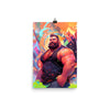Gay Art: Tom, Gay Print, Gay Muscle Bear Art, Hot Gay Bear, Jock Muscle, Bearded Hot Daddy Poster, vibrant design with muscular man.