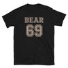 Black gay bear shirt with bold "BEAR 69" design, perfect for pride events.